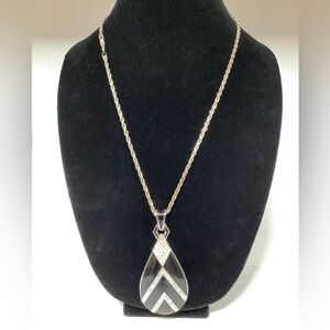 Trifari Elegant Black and Silver rhinestone Pendant Necklace